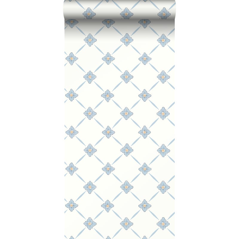 Tapeta motyw płytek niebieskimIbeżowym - 53 cm x 10.05 m - BORASTAPETER