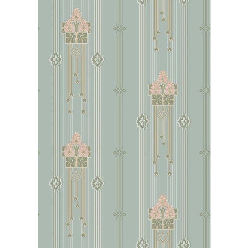 Tapeta vintage kwiaty w stylu secesyjnym turkusowym - 53 cm x 10.05 m - BORASTAPETER