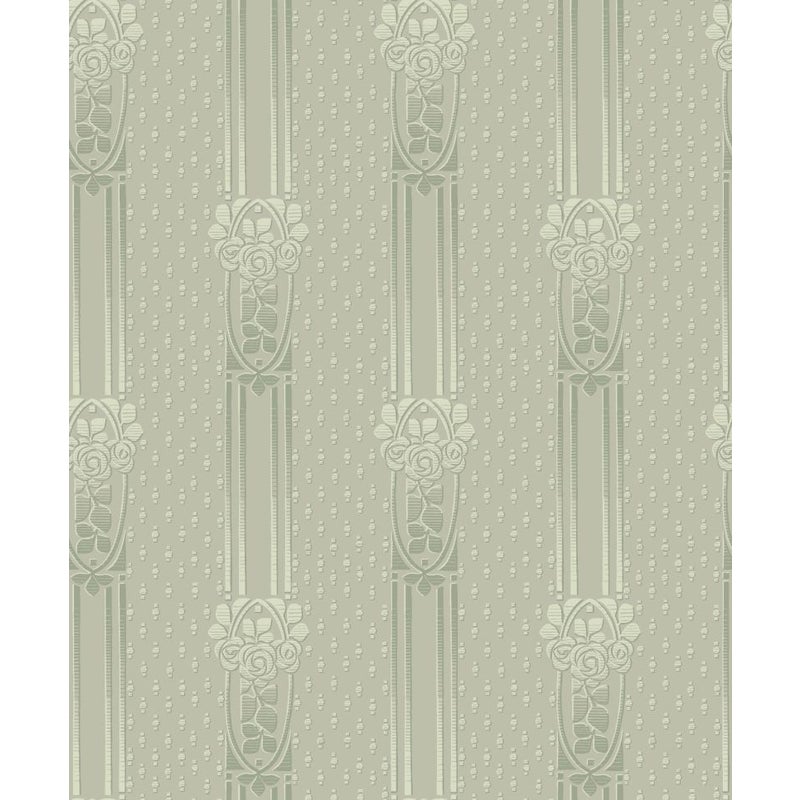 Tapeta vintage kwiaty w stylu secesyjnym szaro zielonym - 53 cm x 10.05 m - BORASTAPETER