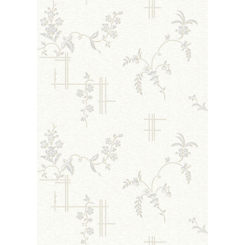 Tapeta kwiaty białymIszarym - 53 cm x 10.05 m - BORASTAPETER