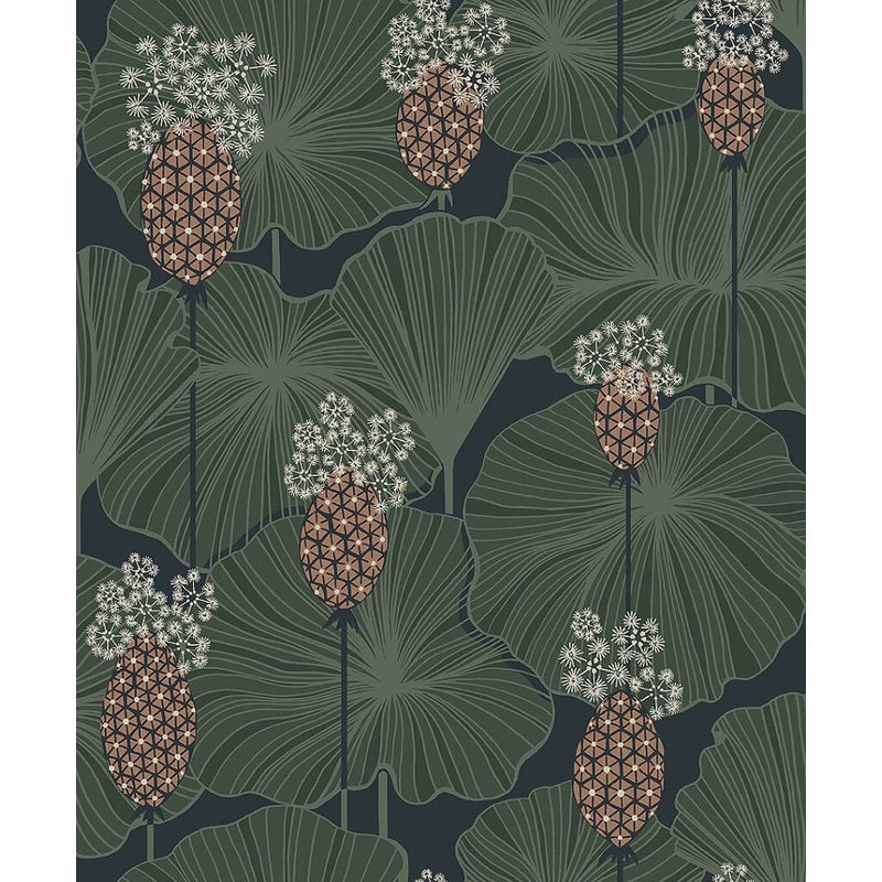 Tapeta kwiaty ciemnej zieleni - 53 cm x 10.05 m - BORASTAPETER