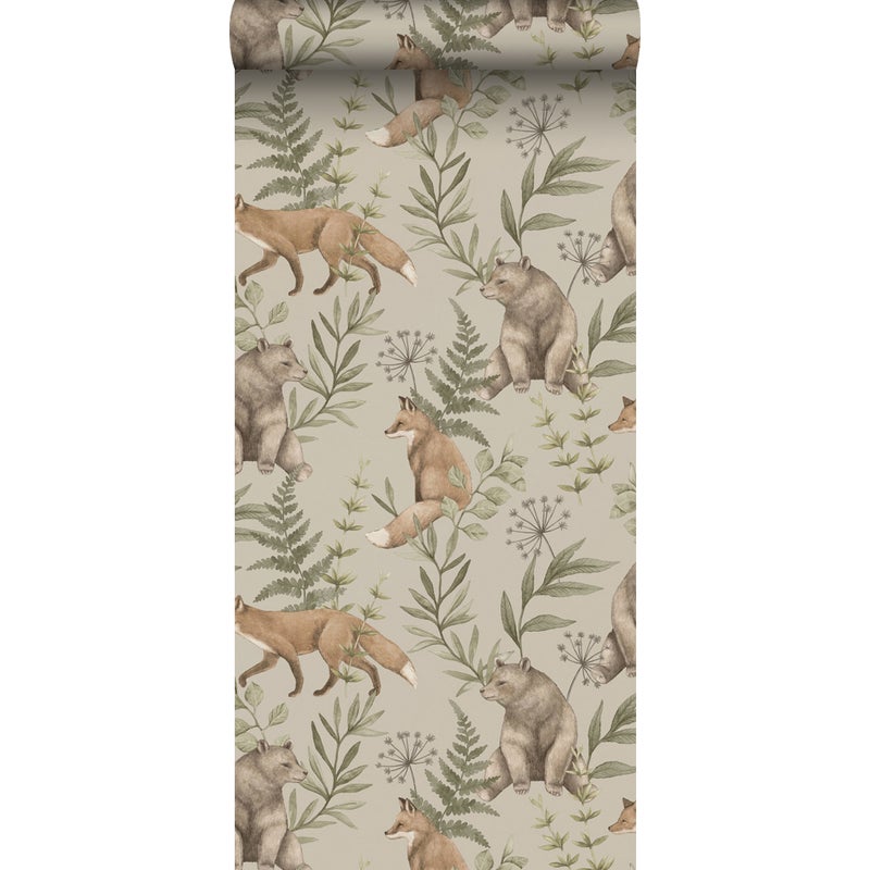 Tapeta las ze zwierzętami leśnymi brązowym - 53 cm x 10.05 m - BORASTAPETER