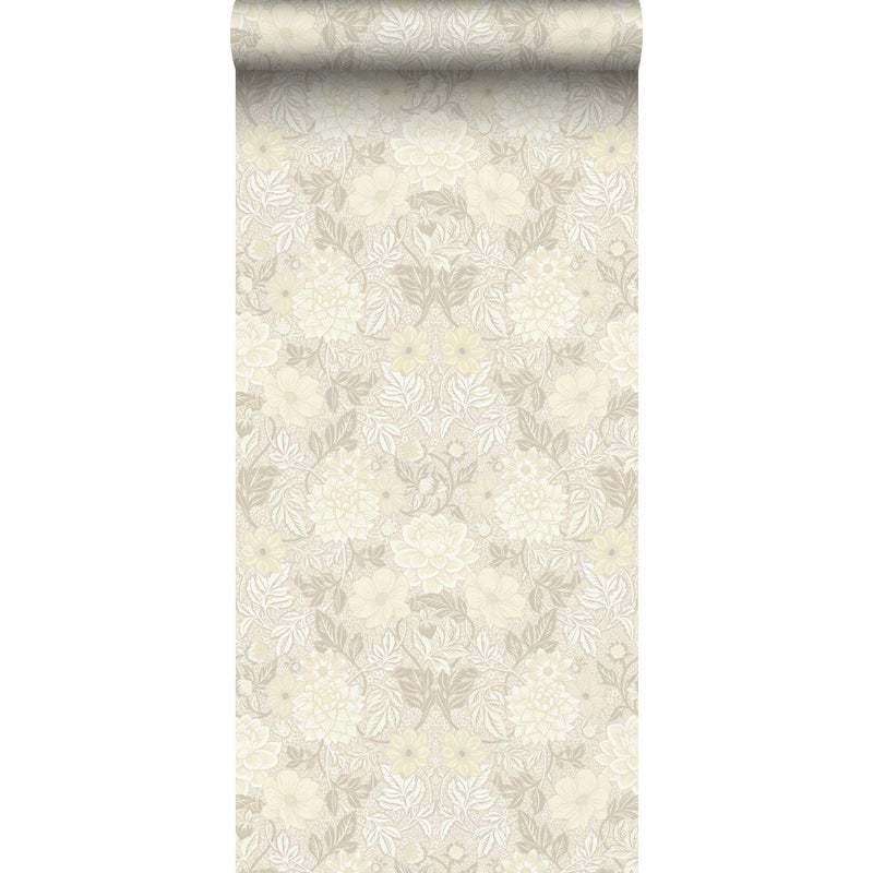 Tapeta vintage kwiaty w stylu secesyjnym beżowym - 53 cm x 10.05 m - BORASTAPETER