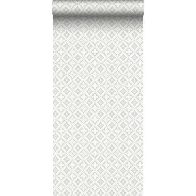 Tapeta motyw płytek szarymIbiałym - 53 cm x 10.05 m - BORASTAPETER