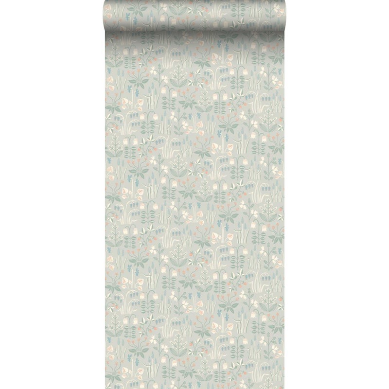 Tapeta kwiaty polne zielonym - 53 cm x 10.05 m - BORASTAPETER