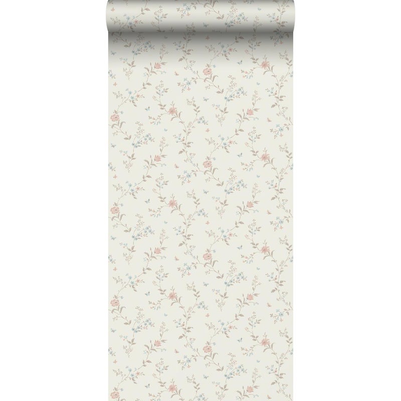 Tapeta kwiaty beżowym - 53 cm x 11.2 m - BORASTAPETER