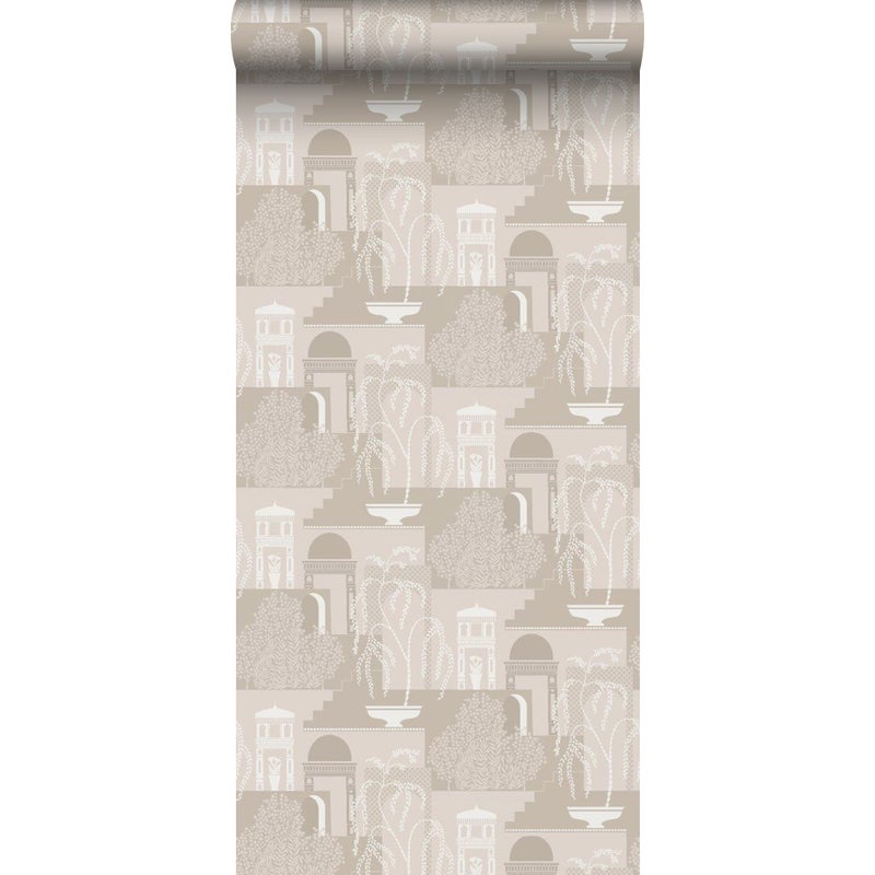 Tapeta Domki śródziemnomorskie szarym - 53 cm x 10.05 m - BORASTAPETER