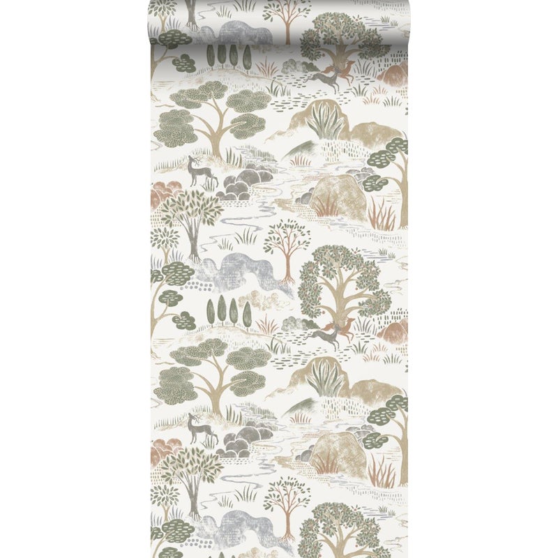 Tapeta zalesiony krajobraz zielonym - 53 cm x 10.05 m - BORASTAPETER