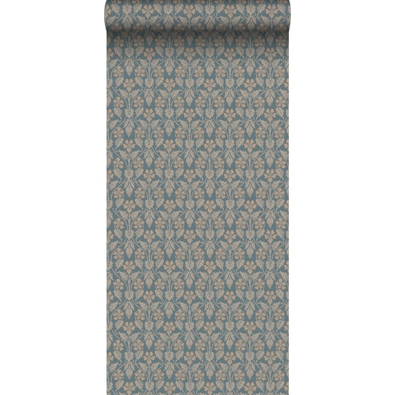 Tapeta kwiaty szaro-niebieskim - 53 cm x 10.05 m - BORASTAPETER