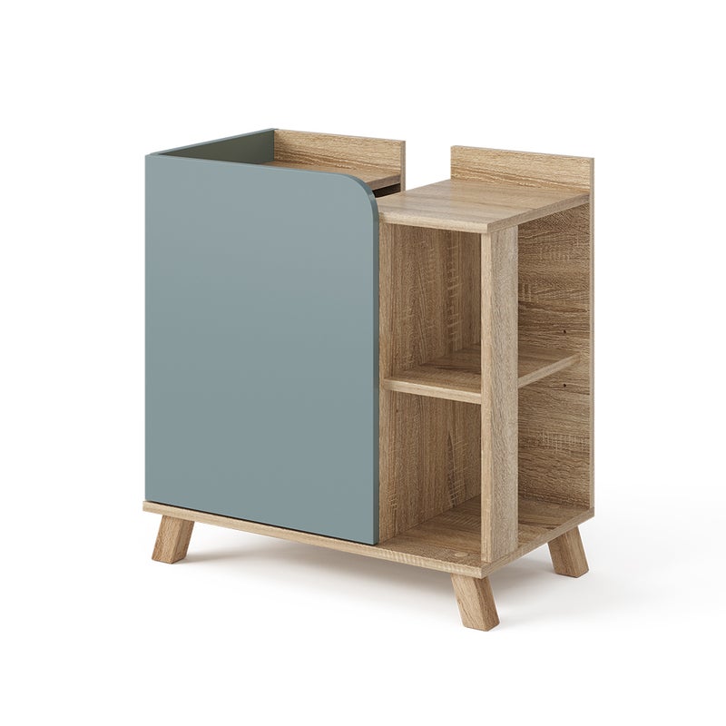 Vicco Szafka pod umywalkę Karen, Sonoma/niebieski, 60 x 65 cm z drzwiami i otwartymi przedziałami