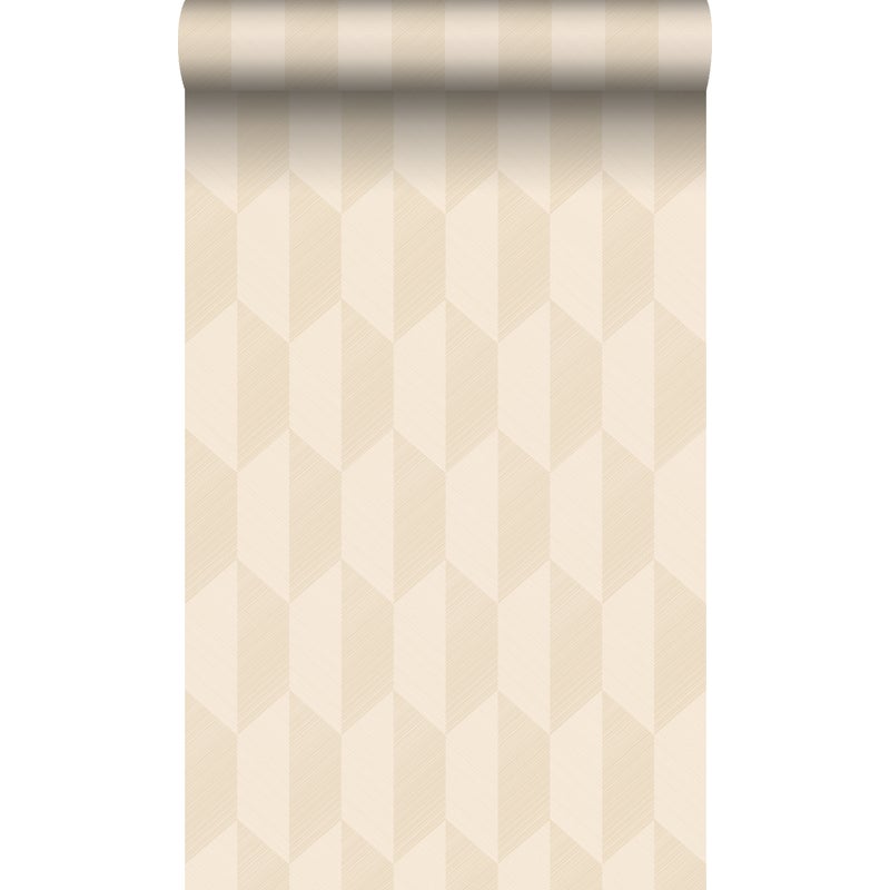 Tapeta flizelinowa z ekoteksturą Motyw 3D jasny kremowy beż - 50 x 900 cm - ORIGIN