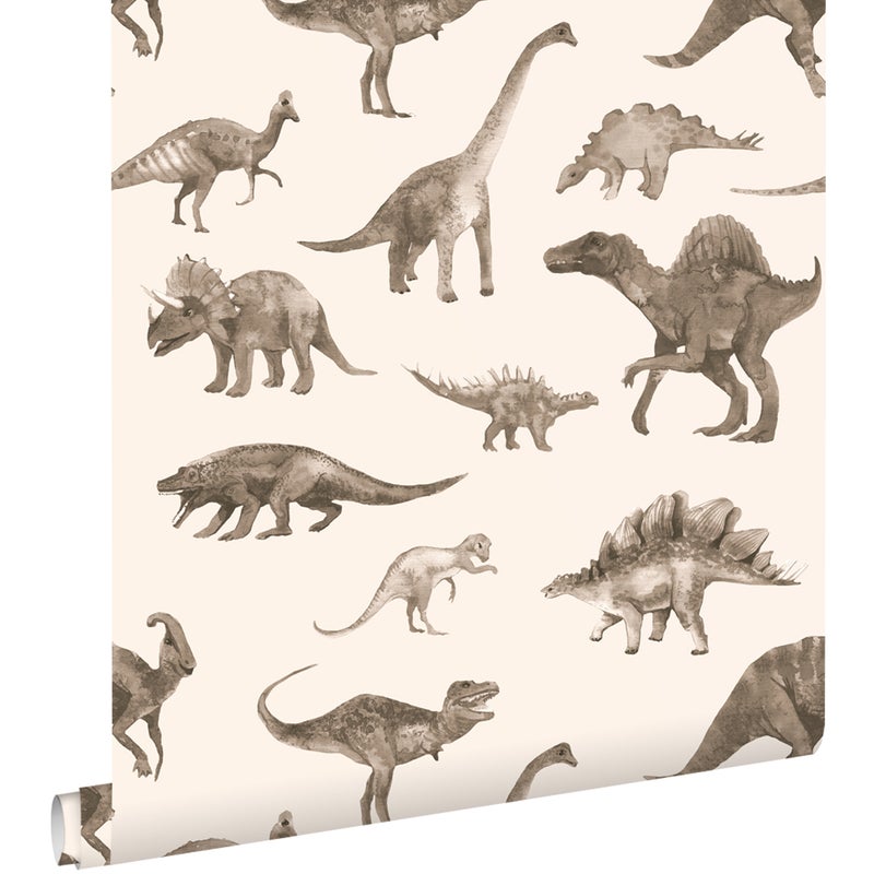 Tapeta dinozaury beżowym - 50 x 900 cm - ESTAHOME