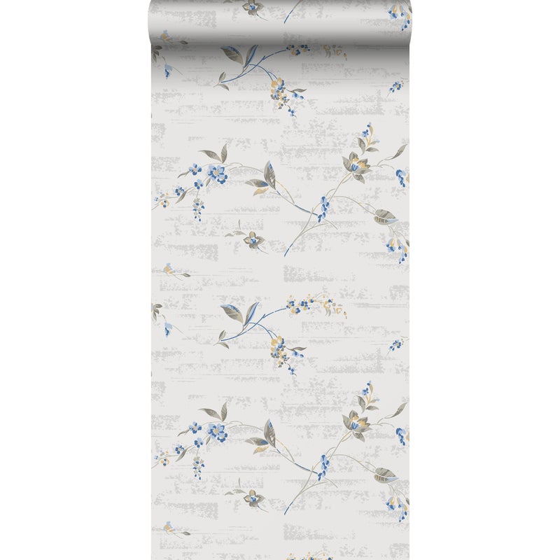 Tapeta kwiaty szarym - 53 cm x 10.05 m - DURO