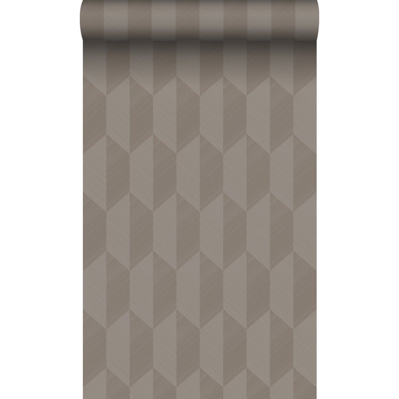 Tapeta flizelinowa z ekoteksturą Motyw 3D taupe - 50 x 900 cm - ORIGIN