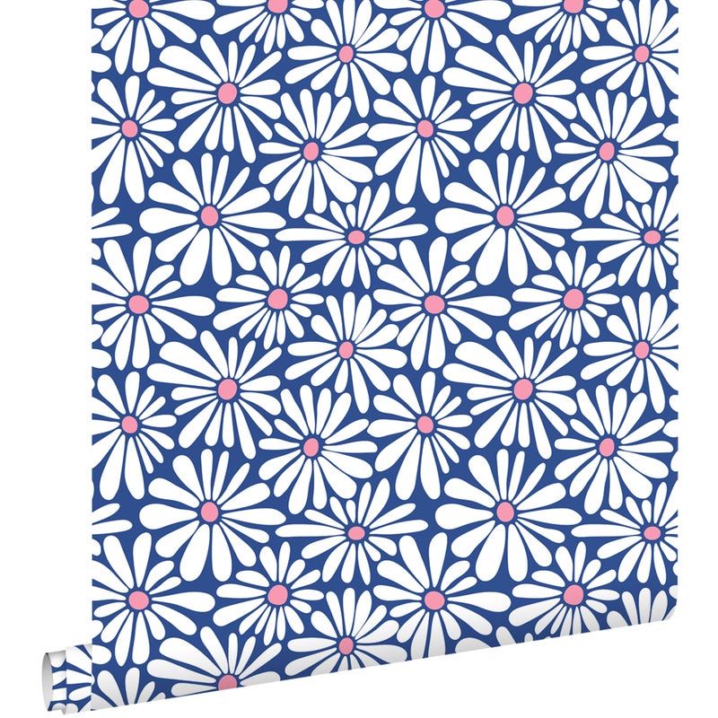 Tapeta stokrotki niebieskimIróżowym - 53 cm x 10.05 m - ESTAHOME