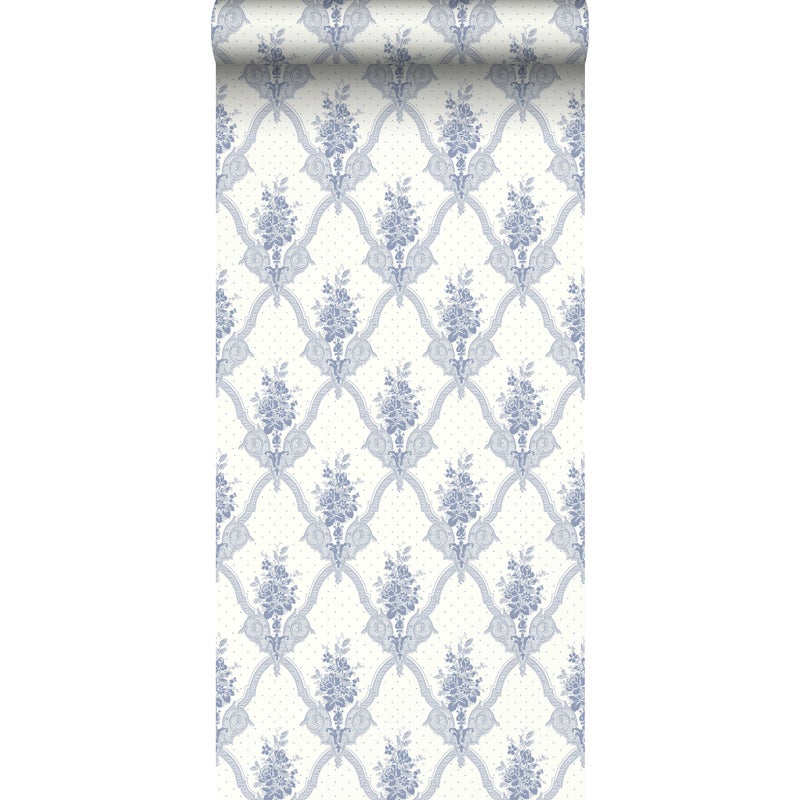 Tapeta kwiaty szaro-niebieskim - 53 cm x 10.05 m - DURO
