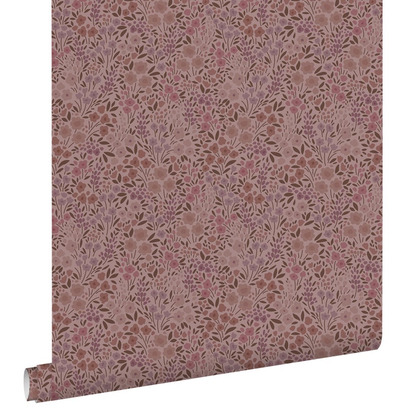 Tapeta kwiaty starego różuIbakłażanowym fioletowym - 53 cm x 10.05 m - ESTAHOME