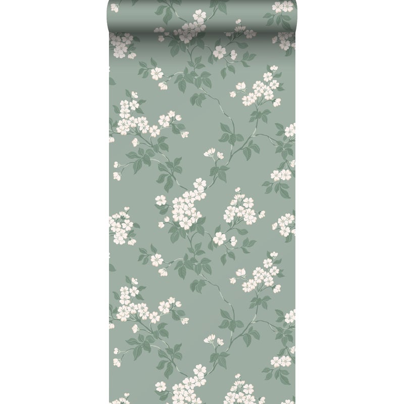 Tapeta kwiaty zielonym - 53 cm x 10.05 m - DURO