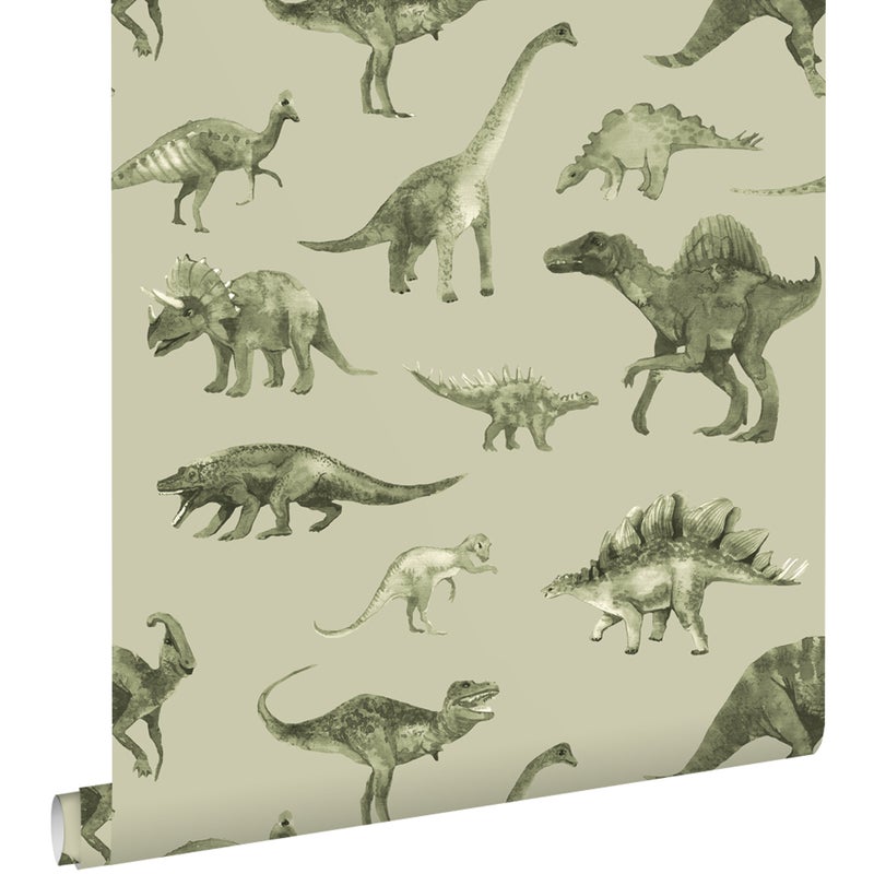Tapeta dinozaury zielonym - 50 x 900 cm - ESTAHOME