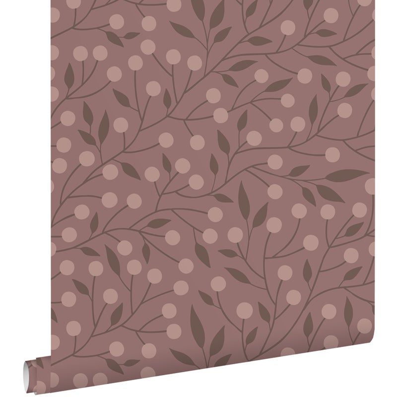 Tapeta kwiatowy wzór starego różuIbakłażanowym fioletowym - 50 x 900 cm - ESTAHOME