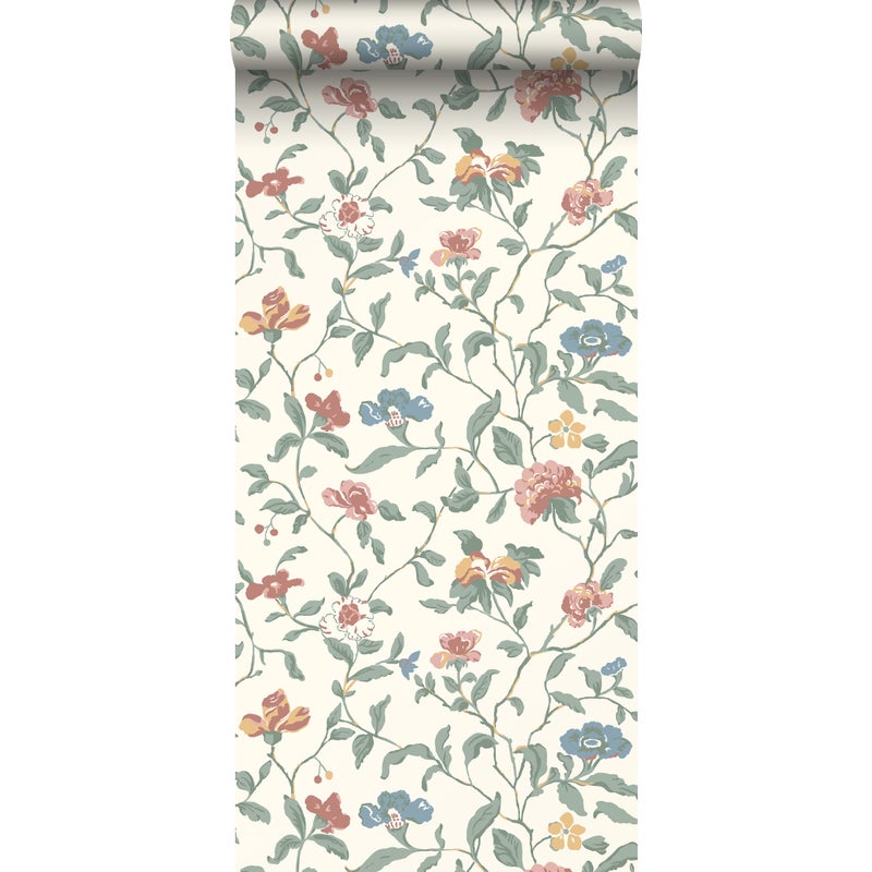 Tapeta kwiaty zielonym - 53 cm x 10.05 m - DURO