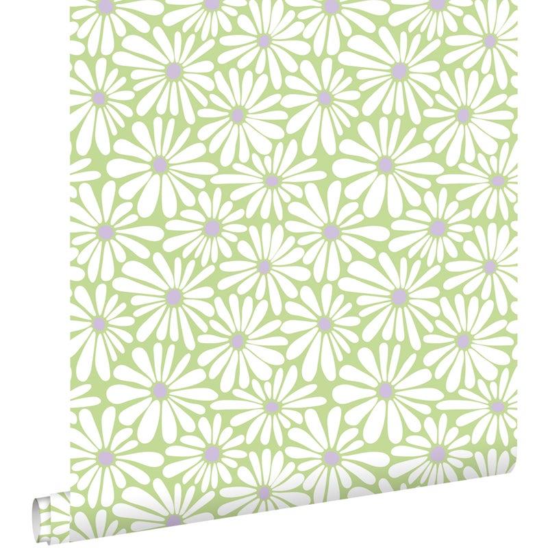 Tapeta stokrotki zielonymIfioletowym - 50 x 900 cm - ESTAHOME