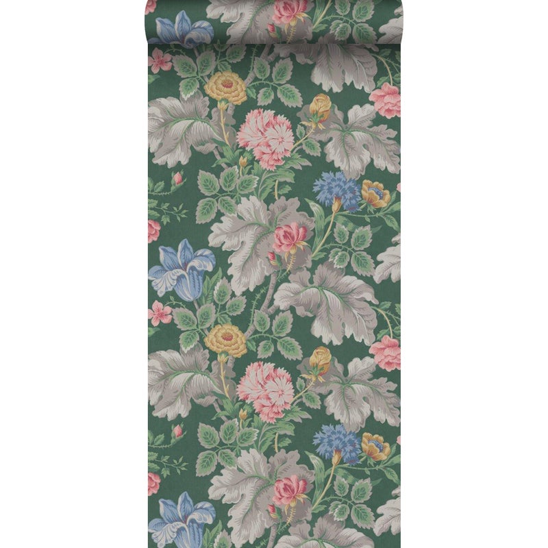 Tapeta kwiaty zielonym - 53 cm x 10.05 m - BORASTAPETER