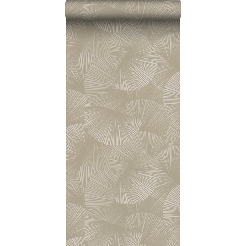 Tapeta flizelinowa z ekoteksturą graficzny motyw 3D jasny taupe - 53 cm x 10.05 m - SANDERS & SANDERS
