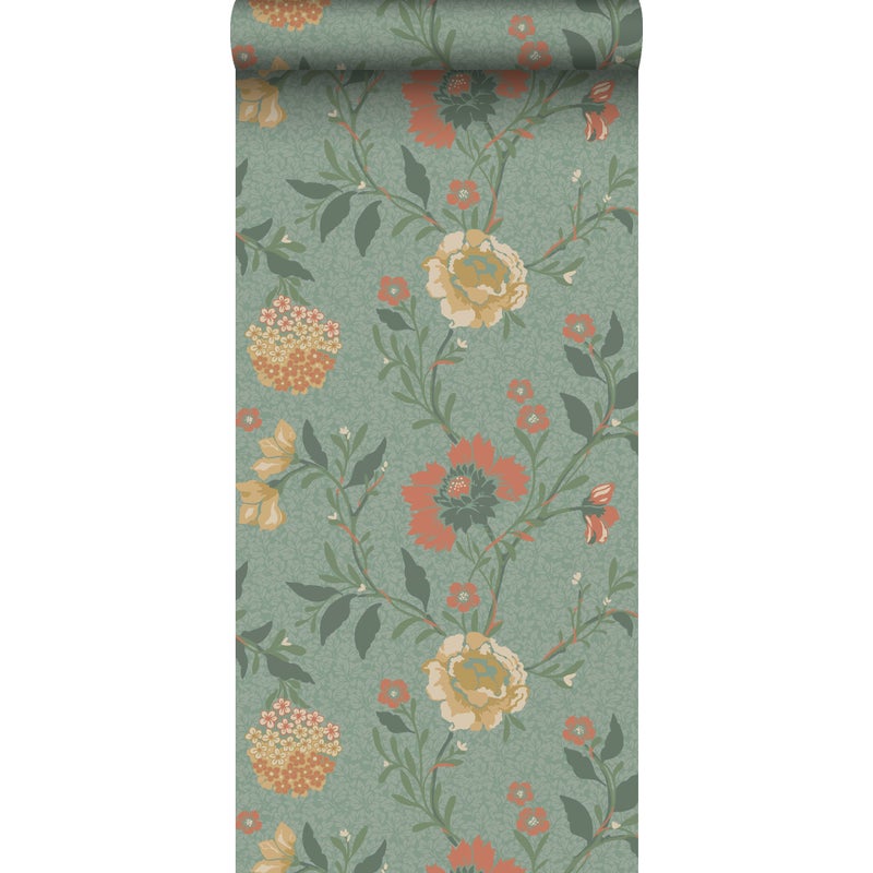 Tapeta kwiaty zielonym - 53 cm x 10.05 m - DURO