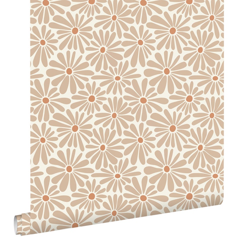 Tapeta stokrotki ciepły beż - 53 cm x 10.05 m - ESTAHOME