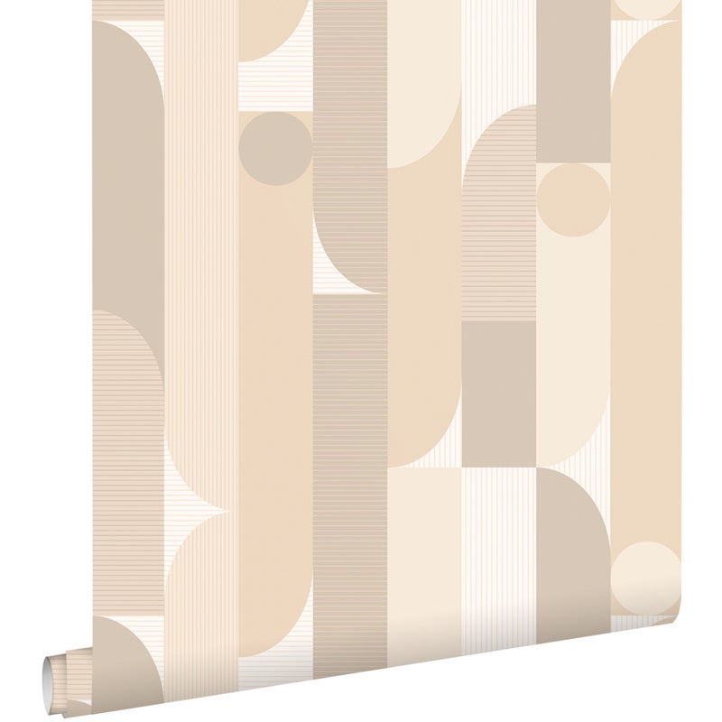 Tapeta figury geometryczne beżowym - 50 x 900 cm - ESTAHOME