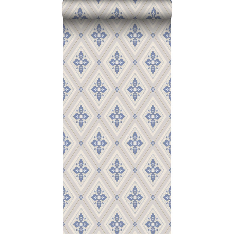 Tapeta motyw płytek szaro-niebieskim - 53 cm x 10.05 m - DURO