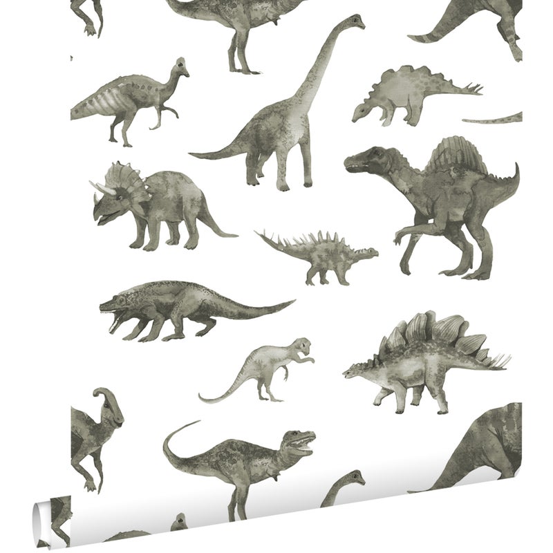 Tapeta dinozaury zielonoszarym - 50 x 900 cm - ESTAHOME