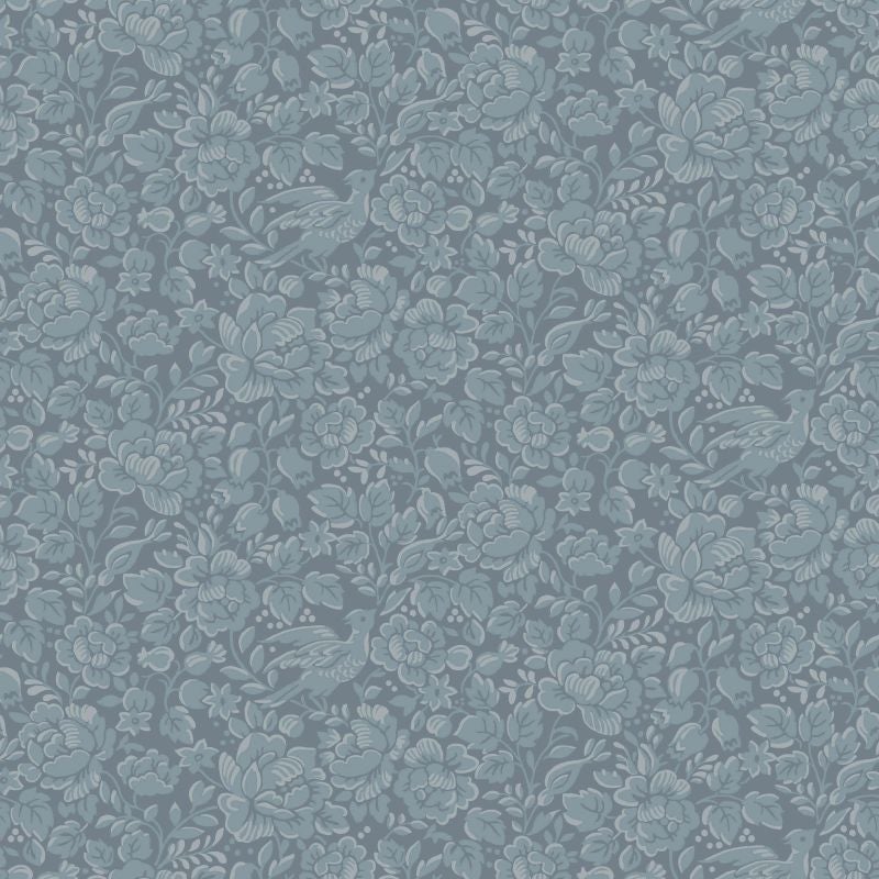 Tapeta kwiaty szaro-niebieskim - 53 cm x 10.05 m - DURO