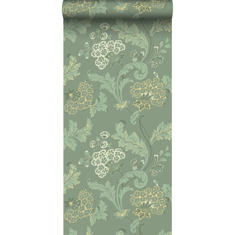 Tapeta kwiaty zielonym - 53 cm x 10.05 m - DURO