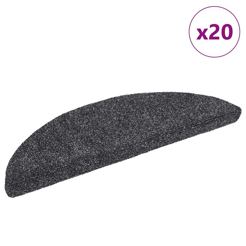 Maty na schody samoprzylepne 20 szt. 56x17x3 cm Ciemnoszary półokrągły vidaXL