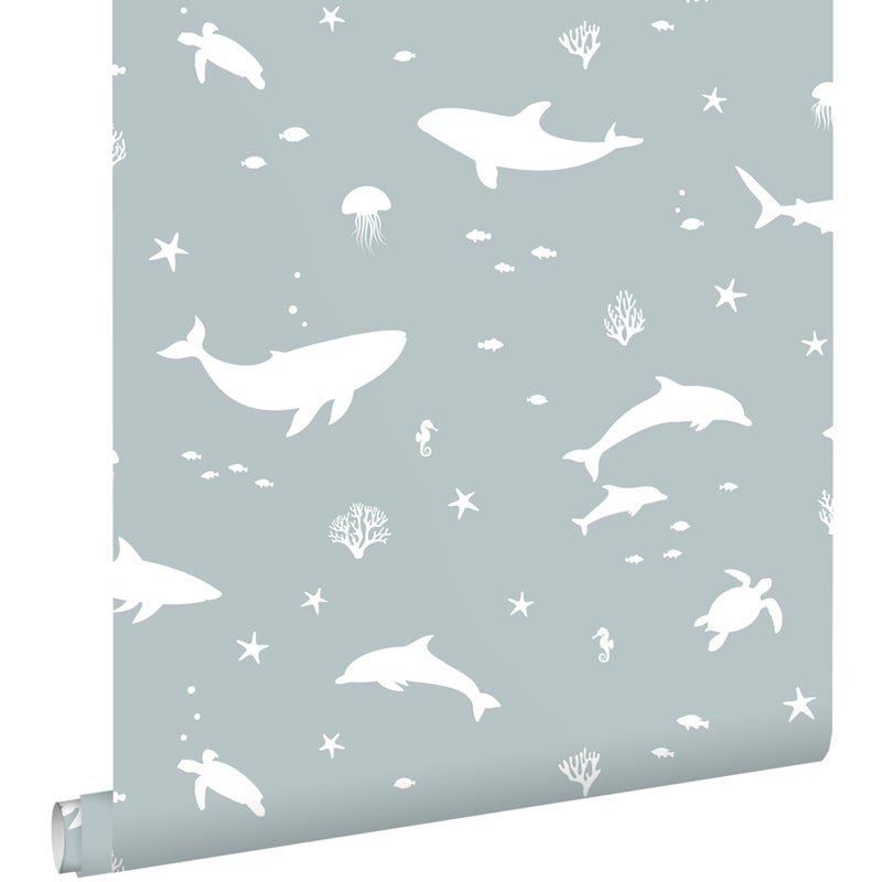 Tapeta podwodny świat szaro-niebieskim - 50 x 900 cm - ESTAHOME
