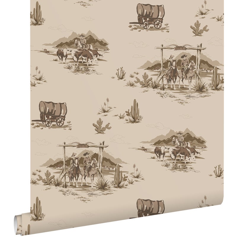 Tapeta kowboje ciemny beż - 50 x 900 cm - ESTAHOME