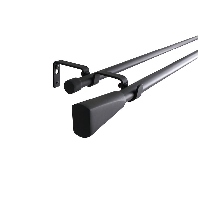 Karnisz teleskopowy podwójny Pommel 210-385 cm czarny mat 16/19 mm Inspire