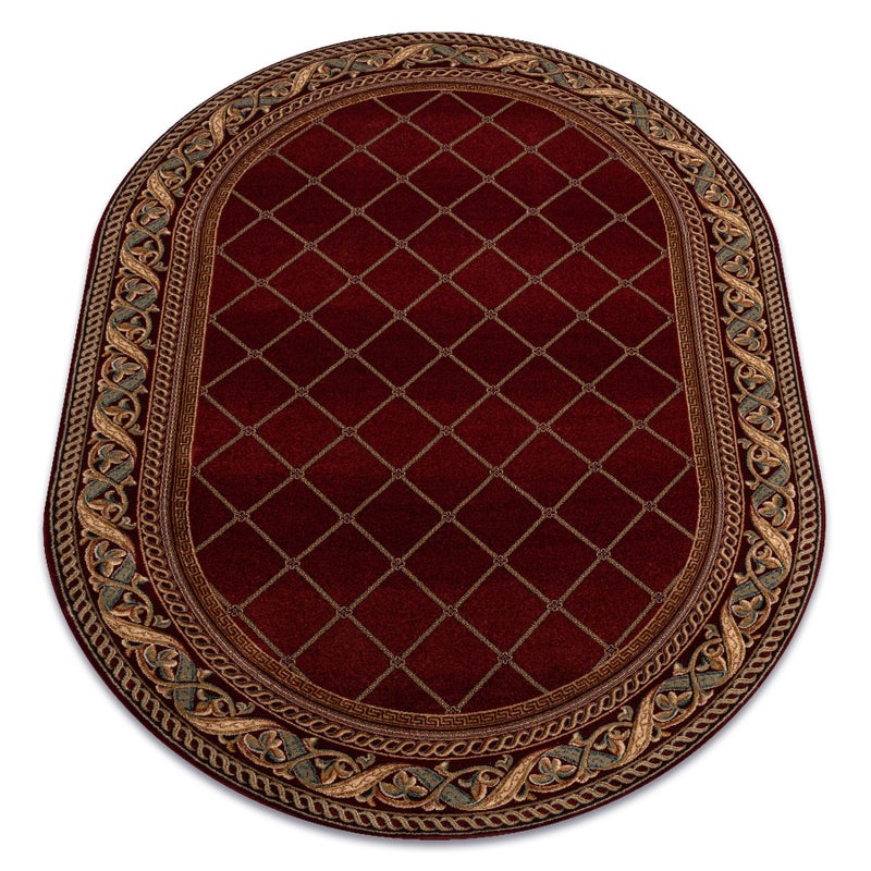 Dywan wełniany OMEGA owal KASTOR Kratka red 2 czerwony 200x300 cm