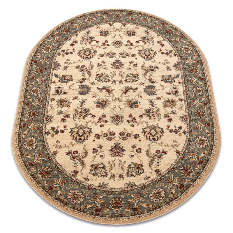 Dywan wełniany POLONIA owal MADRAS kwiaty jaśmin 2 zielony 170x235 cm