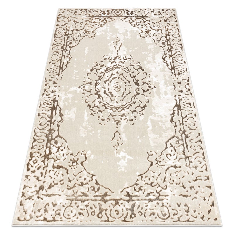 Dywan ALLURE 1961 Ornament, ramka - Strukturalny, stylowy, glamour krem / złoty 120x170 cm