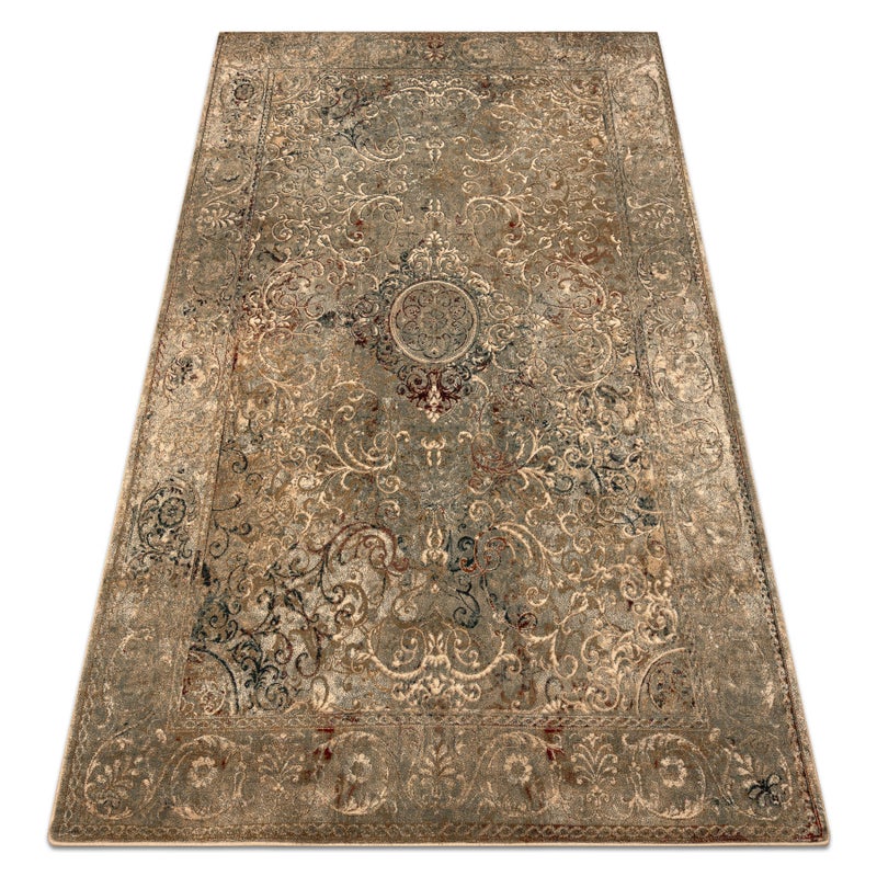 Dywan wełniany OMEGA LUMIER Ornament, vintage iron zielony 200x300 cm