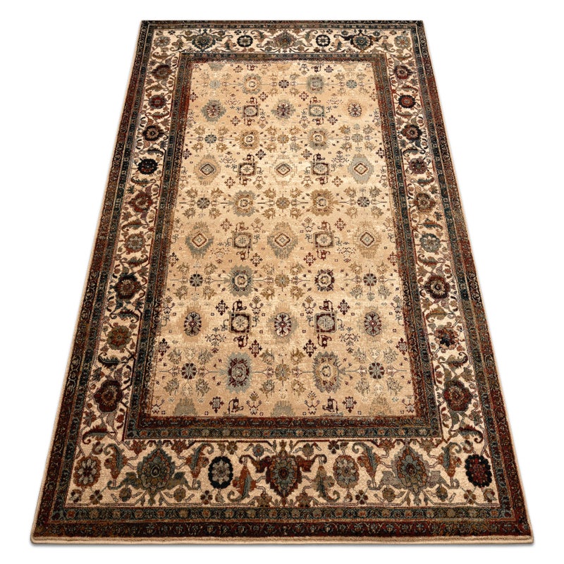 Dywan wełniany OMEGA AVILA Ornament, ramka piasek beż 200x300 cm