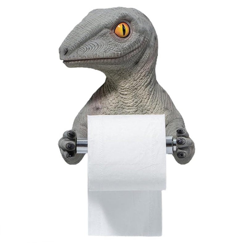 (A) Kreatywny uchwyt na papier toaletowy w kształcie dinozaura do łazienki, montowany na ścianie, wieszak na ręczniki, rolka w rolce Punch-Down