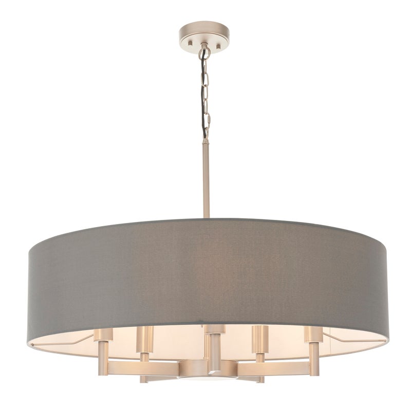 Lampa wisząca GRANDE matowa niklowa 5xE27x20W metal wym:207x80x80cm IP20 Endon