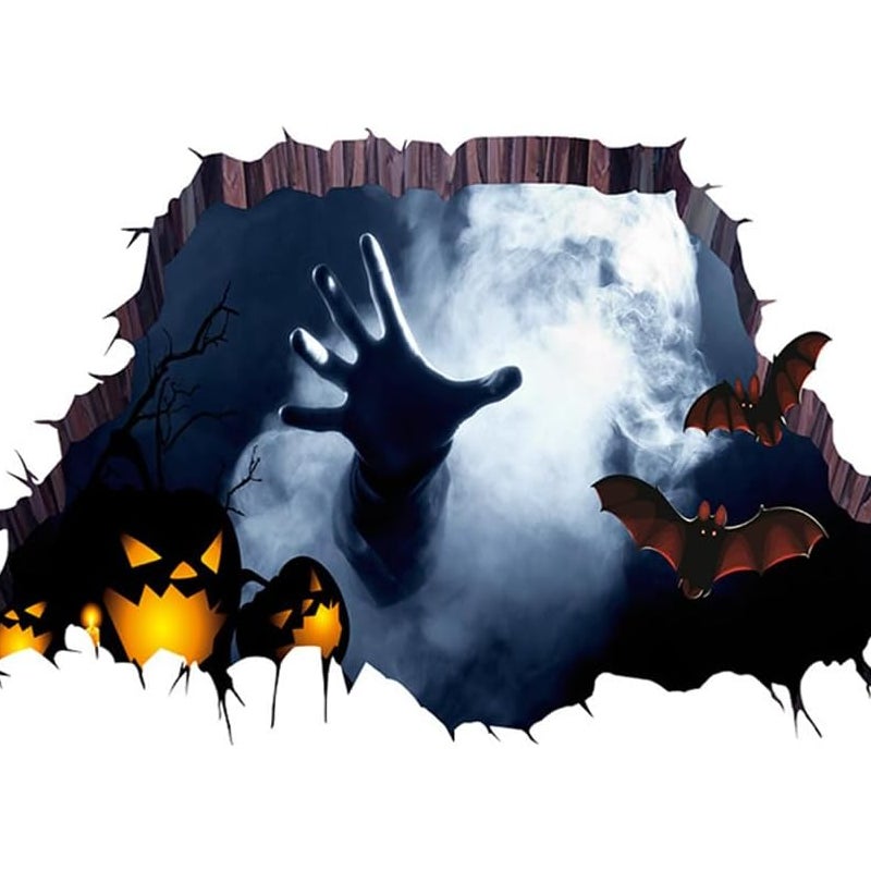 Naklejki ścienne na Halloween, realistyczna naklejka ścienna 3D z motywem horroru i chwytną dłonią, naklejki podłogowe 3D z PVC do dekoracji sali