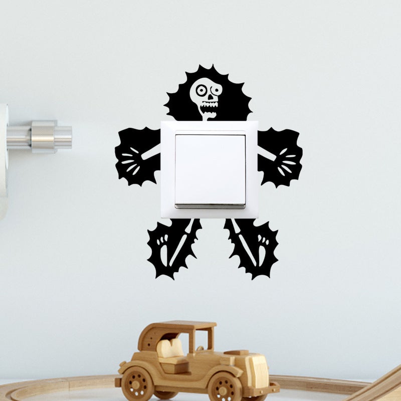 3-częściowa dekoracyjna naklejka ścienna z winylu na włącznik światła lub gniazdko – przerażająca naklejka ścienna dla dzieci i dorosłych – dekoracja