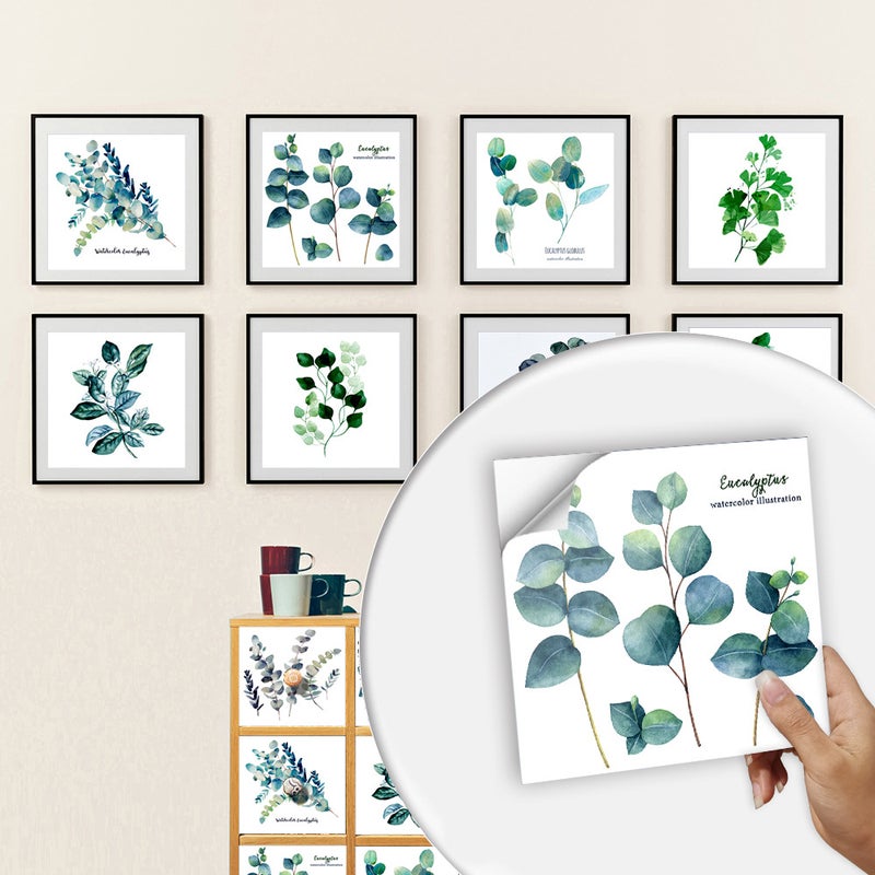 10 szt. samoprzylepnej tapety na płytki z małą rośliną, naklejka na płytki 10 x 10 cm, naklejka ścienna w stylu mozaiki, folia dekoracyjna