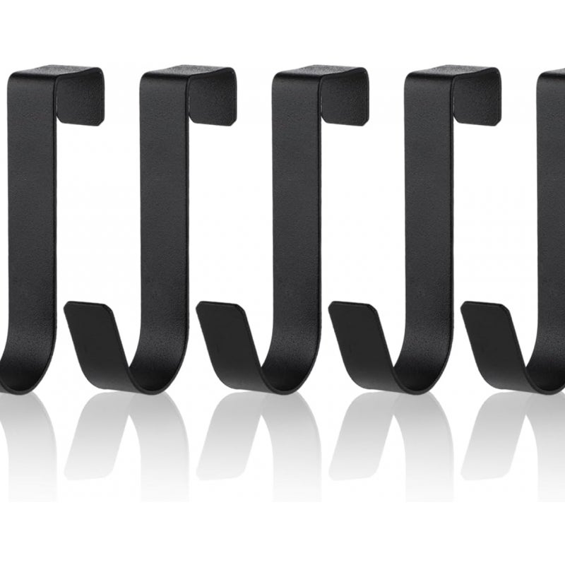 Zestaw 5 wodoodpornych haczyków do drzwi łazienkowych ze stali nierdzewnej – bezramowe drzwi szklane – matowa czerń